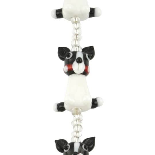 Black &#x26; White Lampwork Glass Dog Beads by Bead Landing&#x2122;